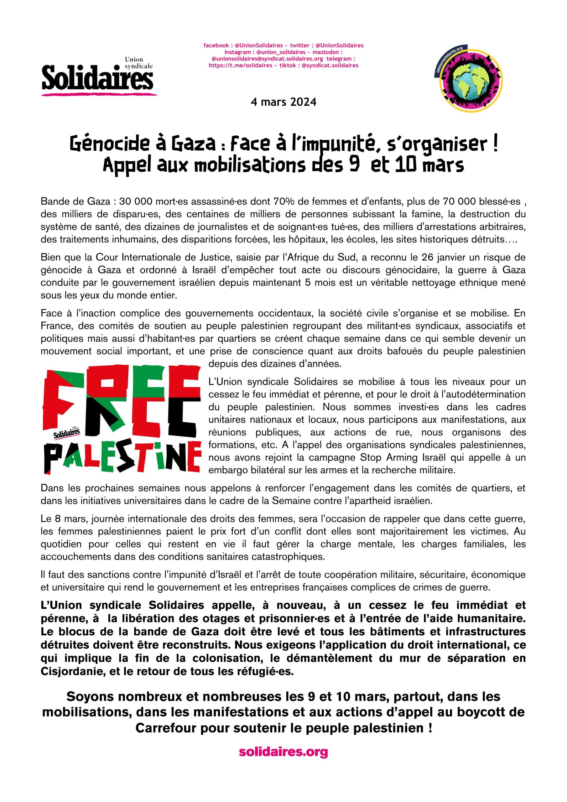 Titre : Une Coalition des Pays du Sud s’Organise pour Contrer l’Impunité d’Israël
